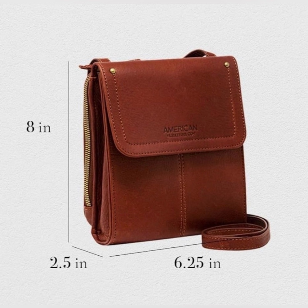 American Leather Co. Kansas Crossbody Bag Travel Classic Purse Wallet Passport - Picture 2 of 14